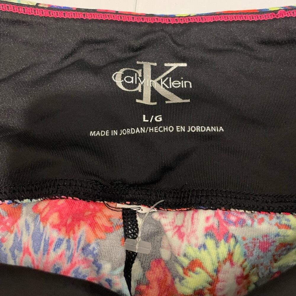 Calvin Klein Brand Women's Large Neon Floret Pop Pink Biker Shorts High Waist - Picture 8 of 8
